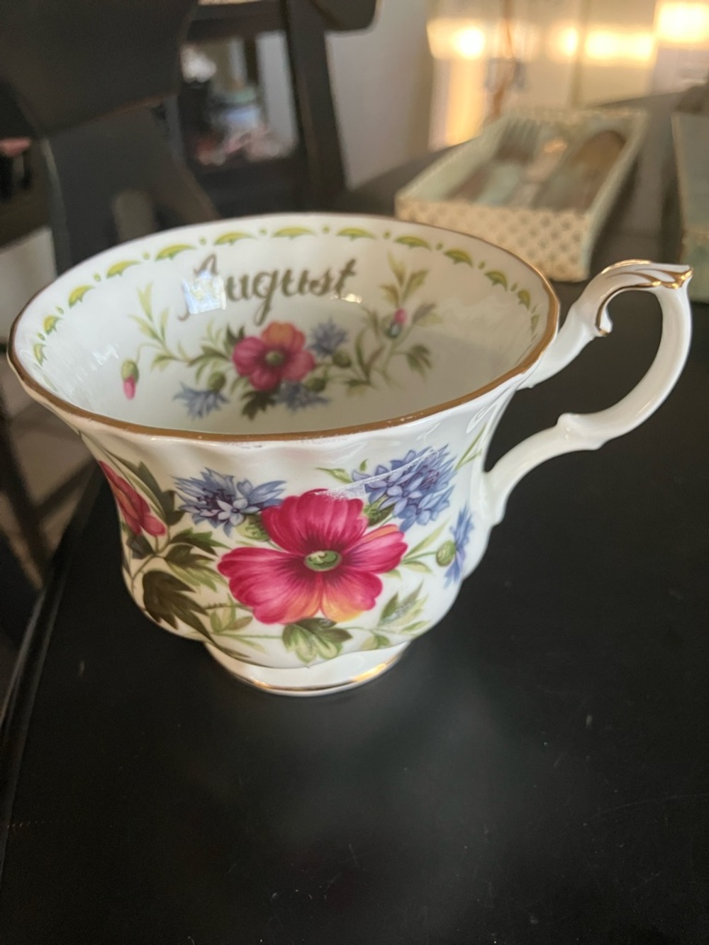 Elegant Floral Porcelain Teacup - Pink & Blue Floral Design